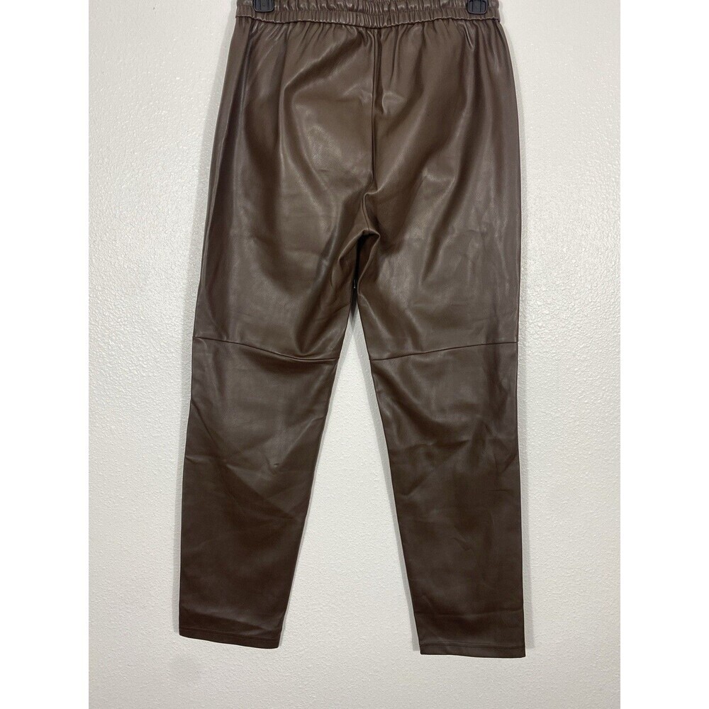 Anthropologie Ankle Pants Brown Faux Leather Drawstring Pockets Women's XS - Picture 6 of 16